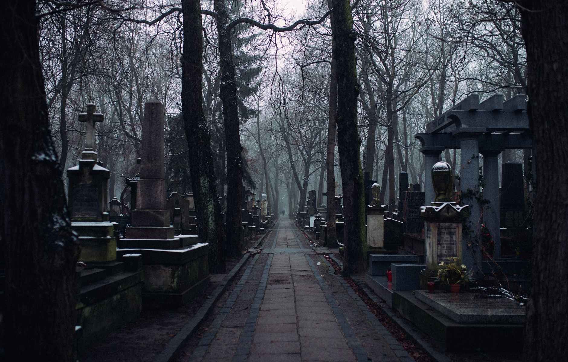 a walkway inside the cemetery