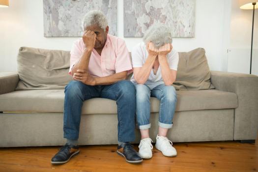 upset older couple