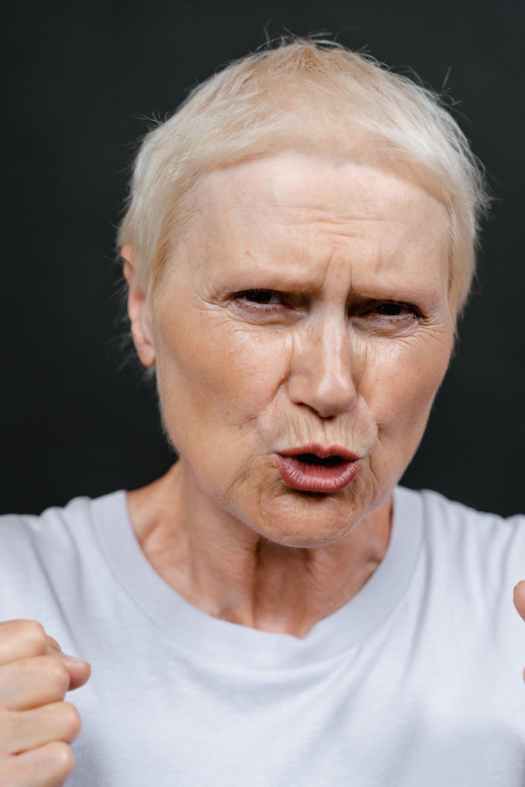 older agitated woman